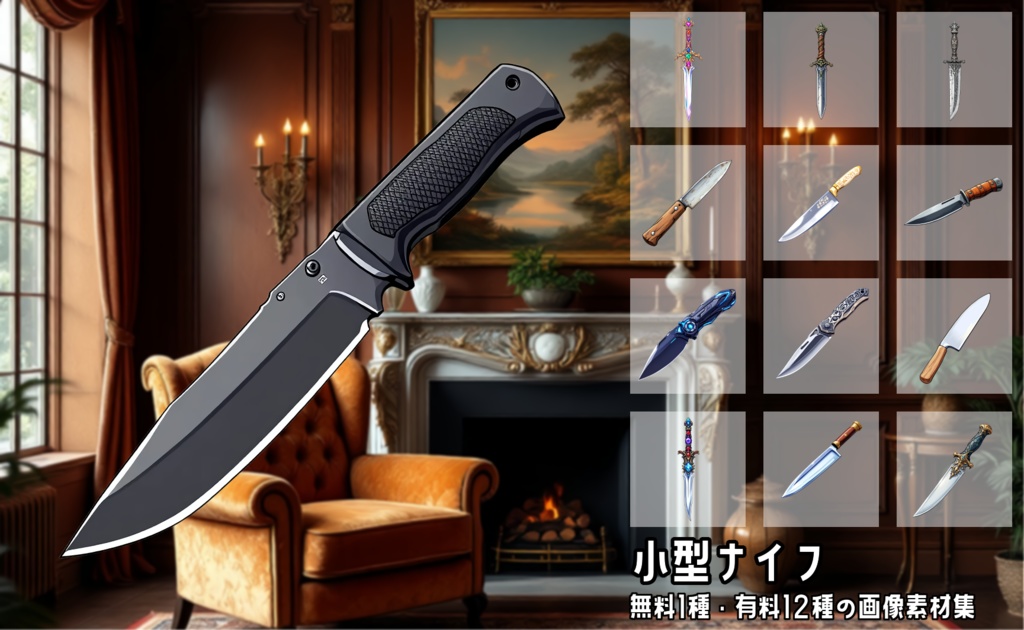 【全12種・無料1種】小型ナイフ素材