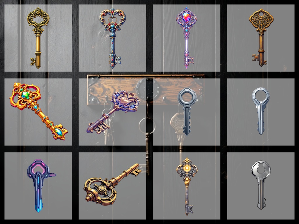 【全12種・無料1種】鍵 画像素材