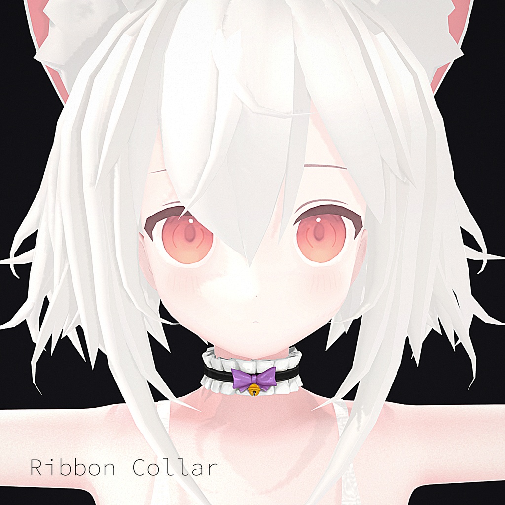 VRChat用 リボン&ベルチョーカー Ribbon & Bell Choker【パープル/ブラック 2色】
