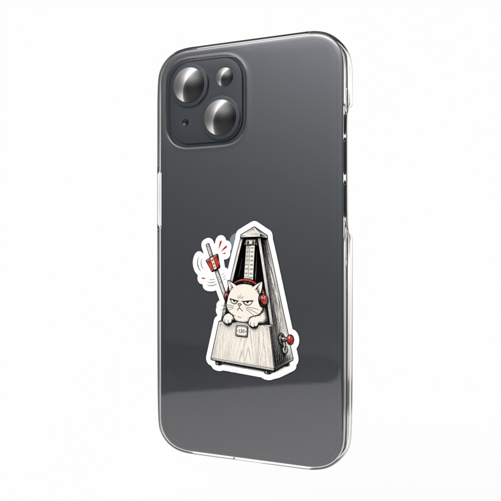 メトロノーム猫スマホステッカー｜テンポが気に入らない