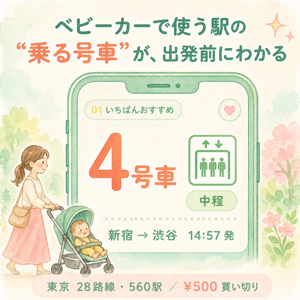 駅エレ Pro｜エレベーターに近い号車がわかる電車ナビ（500円・買い切り）