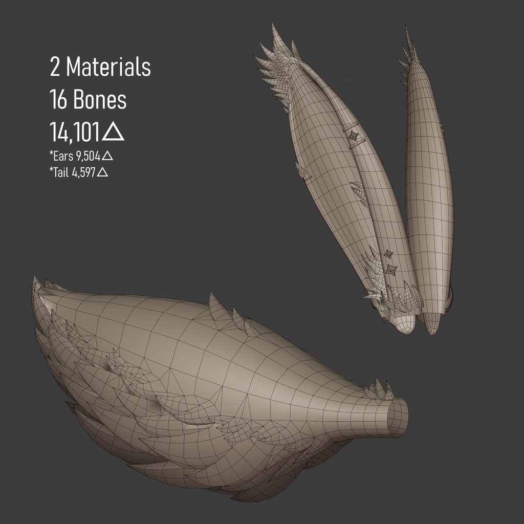 ふわふわ兎 耳+尻尾 | Fluffy Hare Ears + Tail