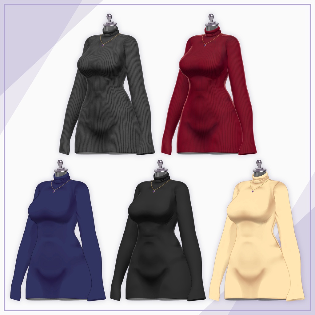 【17Avatars】Turtleneck knit dress / タートルネックニットワンピース (C2)