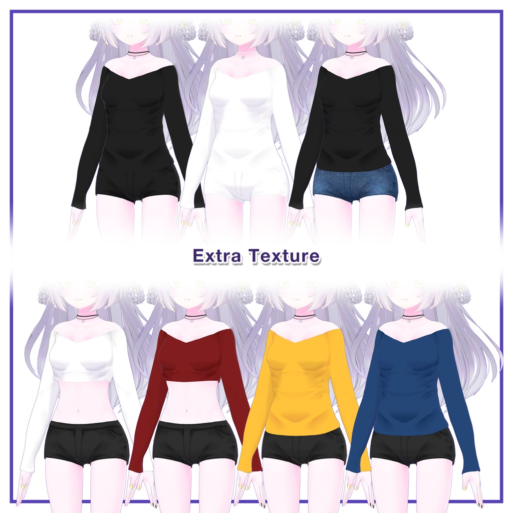 Ribbed top & Hotpants for Leefa, Lunalitt / リブトップ&ホットパンツ【リーファ,ルーナリット用】 (C8)