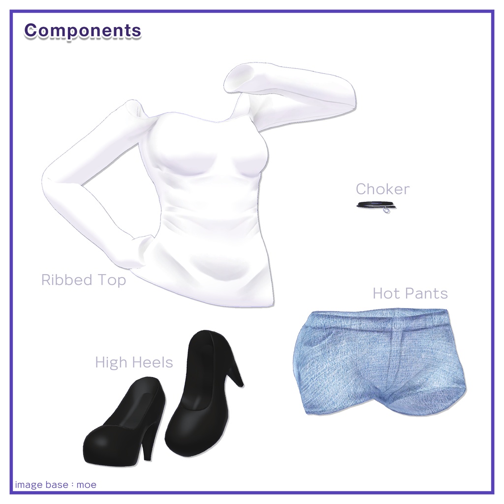 Ribbed top & Hotpants for Rindo / リブトップ&ホットパンツ【竜胆用】 (C8)