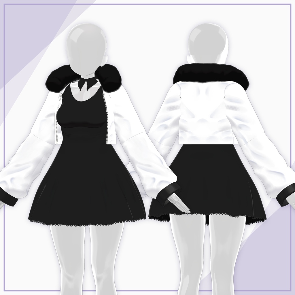 【9Avatars】Fur Jacket & Short Dress / ファージャケット&ショートワンピース (C9)