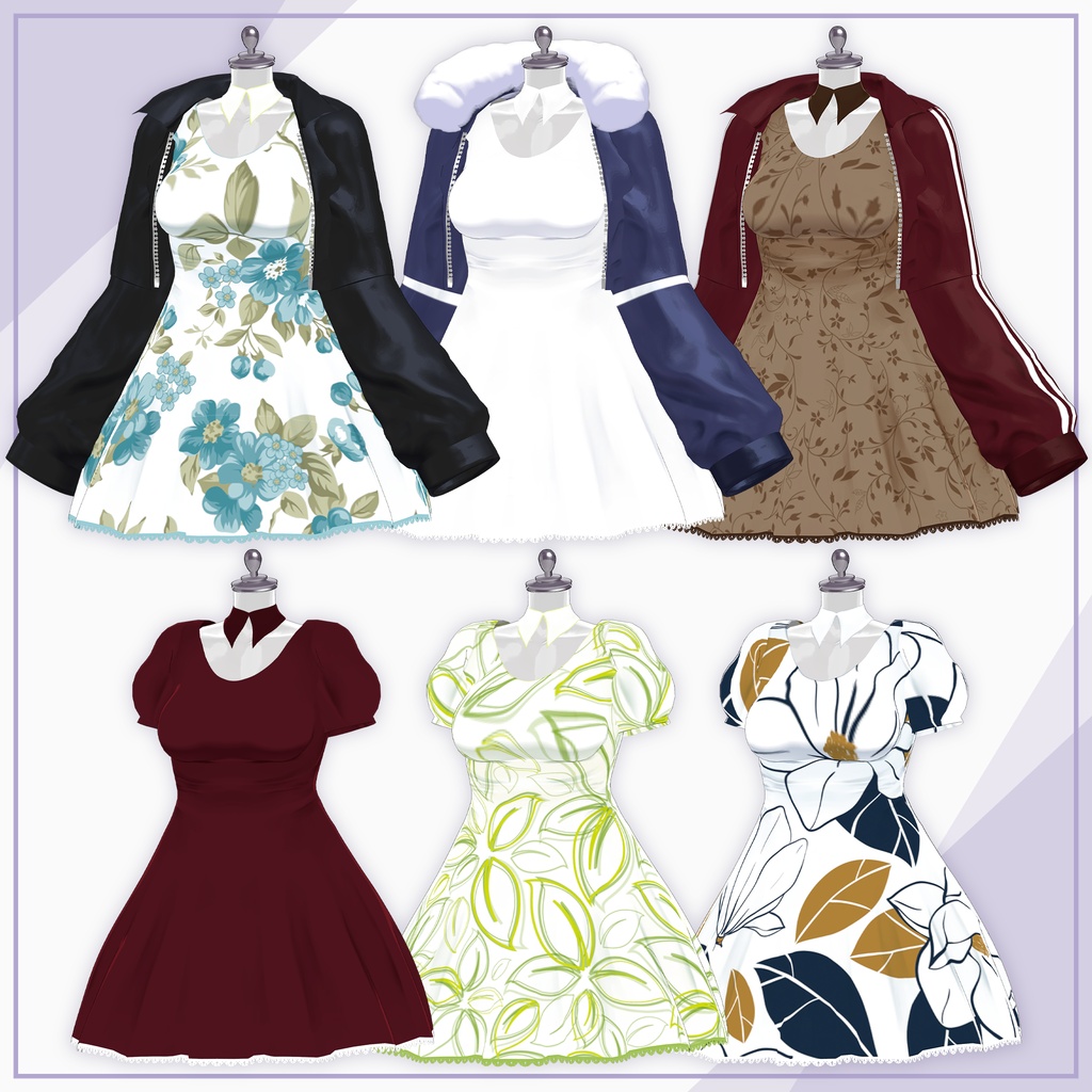 【9Avatars】Fur Jacket & Short Dress / ファージャケット&ショートワンピース (C9)