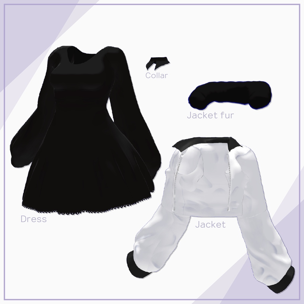 【9Avatars】Fur Jacket & Short Dress / ファージャケット&ショートワンピース (C9)
