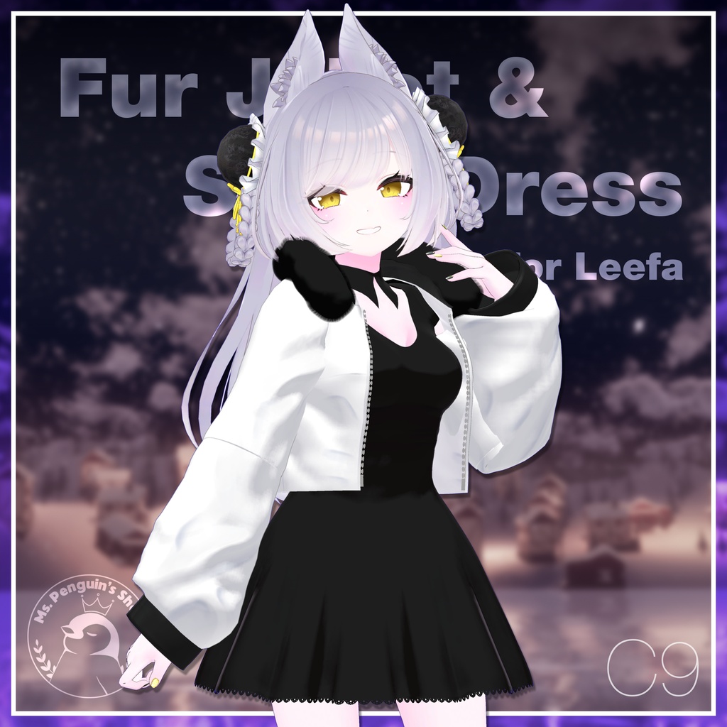 【9Avatars】Fur Jacket & Short Dress / ファージャケット&ショートワンピース (C9)