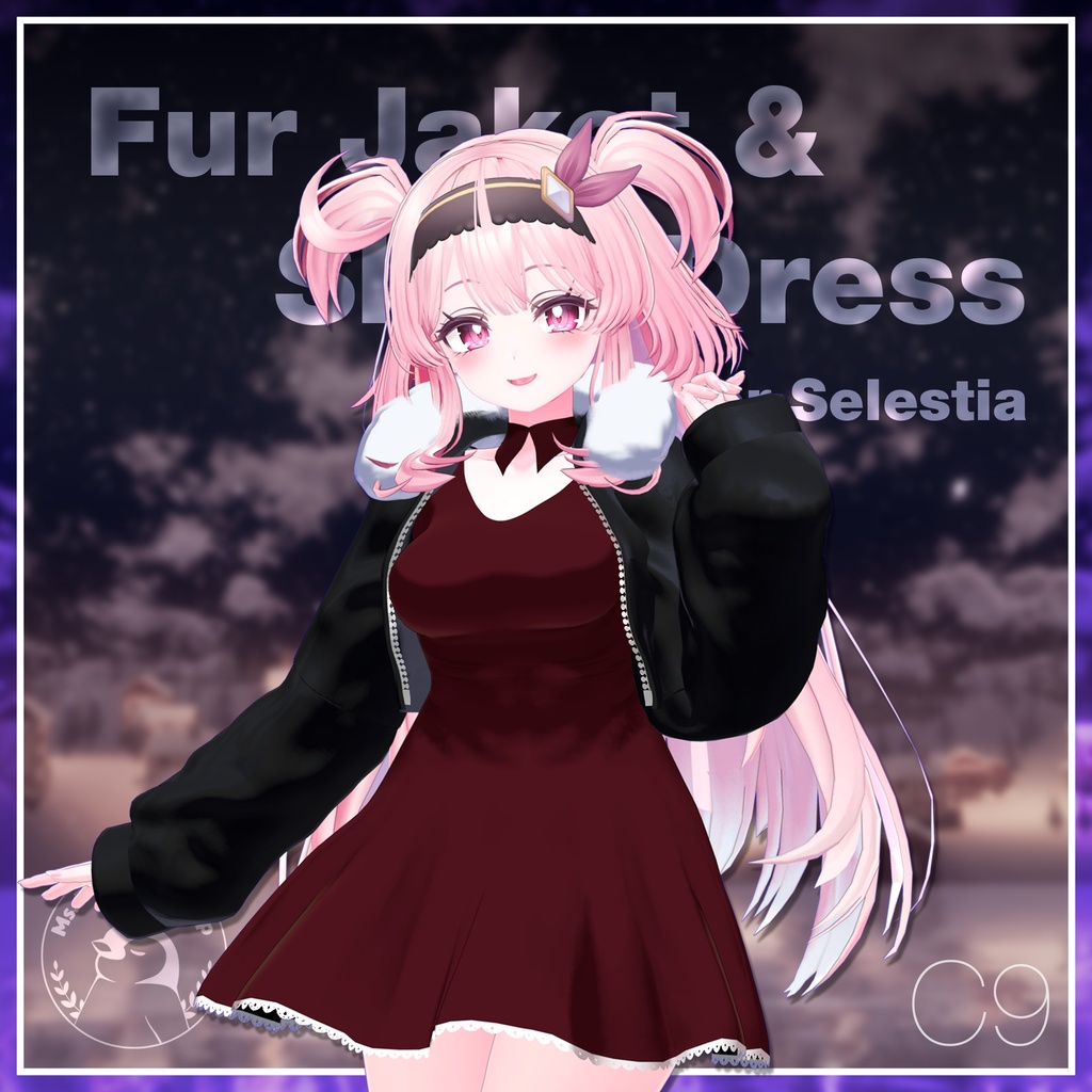 【9Avatars】Fur Jacket & Short Dress / ファージャケット&ショートワンピース (C9)
