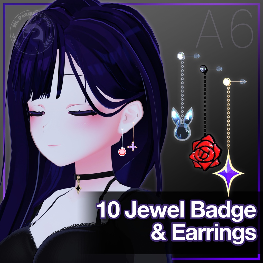 [Free] 10 Jewel badge & Earrings / 10ジュエルバッジ&イヤリング (A6)