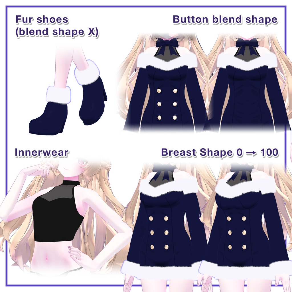 Winter Fur Dress for Lunalitt, Leefa / ウィンターファーワンピース【ルーナリット,リーファ用】 (C6)