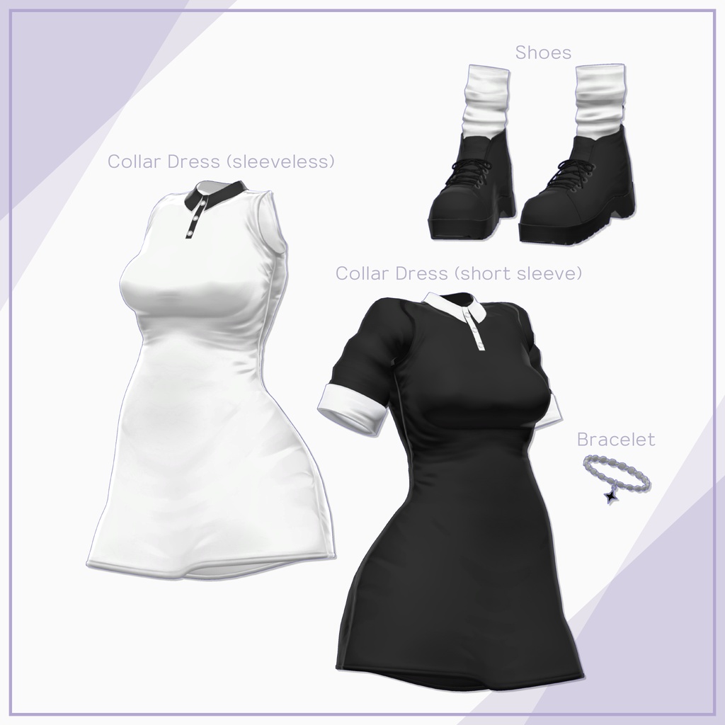 【8Avatars】Short Sleeve Collar Dress / 半袖襟ワンピース (C15)