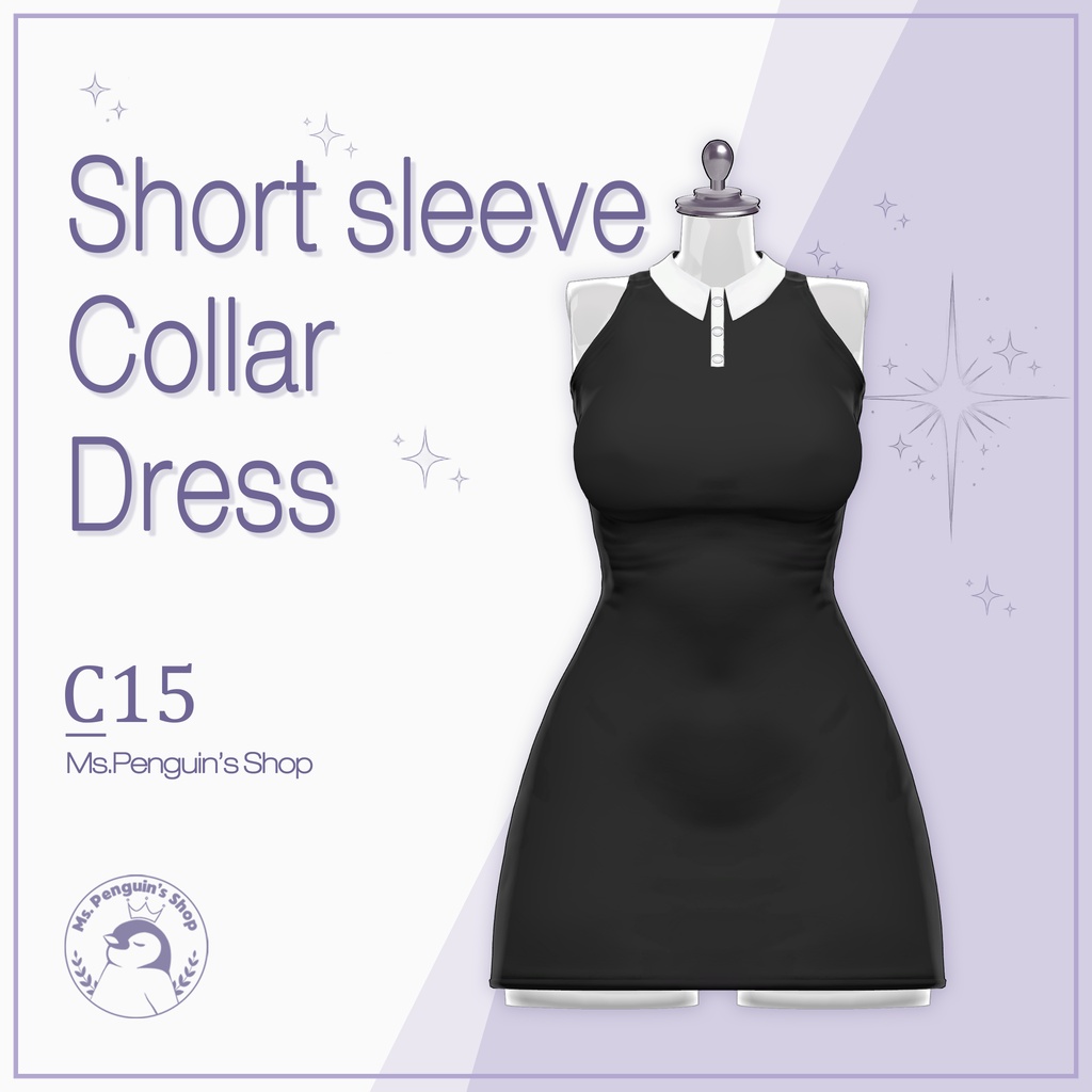 【8Avatars】Short Sleeve Collar Dress / 半袖襟ワンピース (C15)