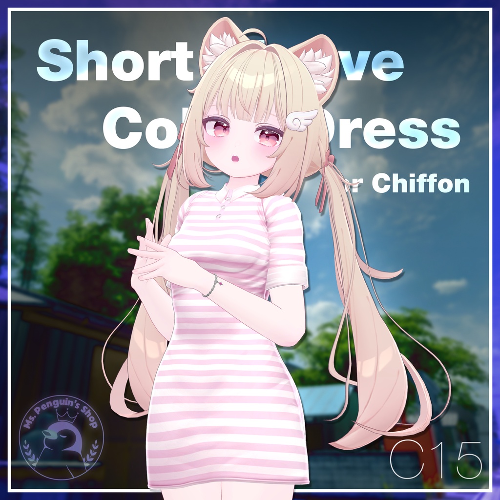 【8Avatars】Short Sleeve Collar Dress / 半袖襟ワンピース (C15)