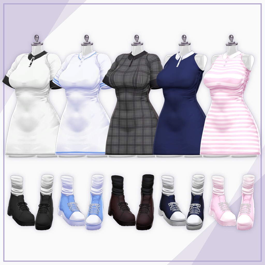 【8Avatars】Short Sleeve Collar Dress / 半袖襟ワンピース (C15)