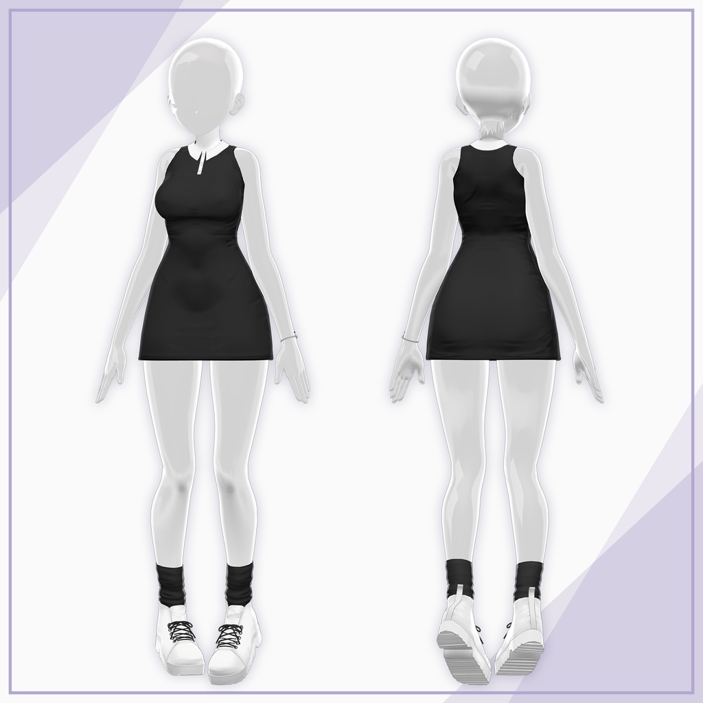 【8Avatars】Short Sleeve Collar Dress / 半袖襟ワンピース (C15)