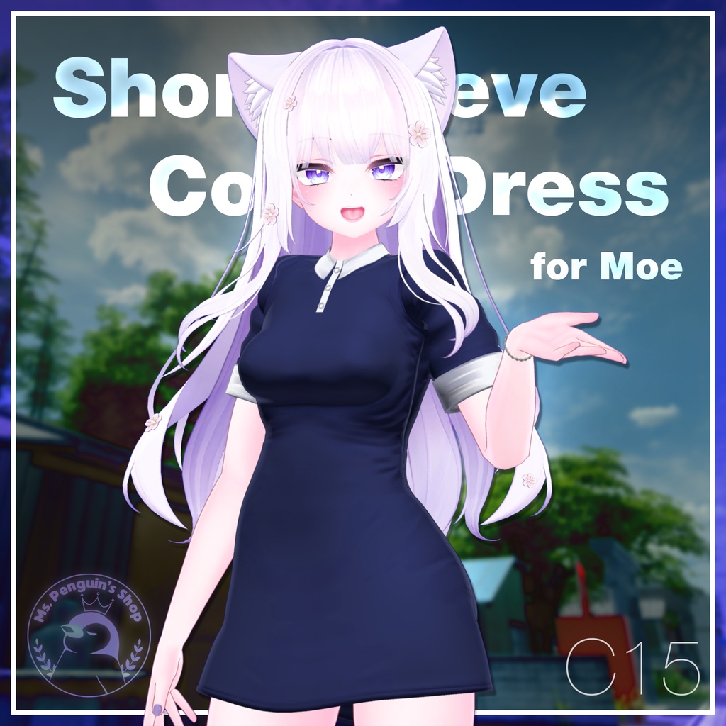 【8Avatars】Short Sleeve Collar Dress / 半袖襟ワンピース (C15)