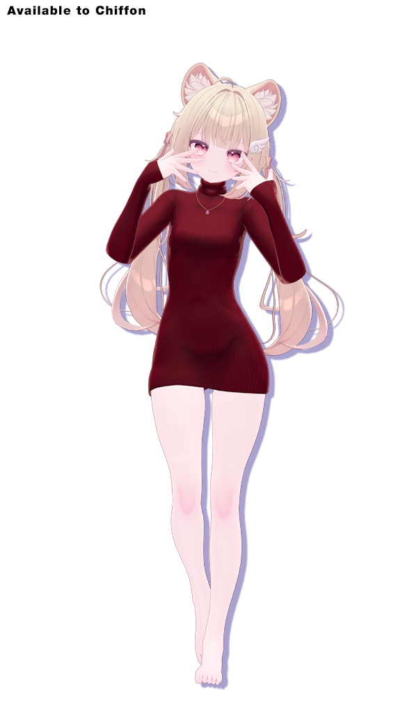 Turtleneck knit dress for Lime, Chiffon / タートルネックニットワンピース【ライム用,シフォン用】 (C2)