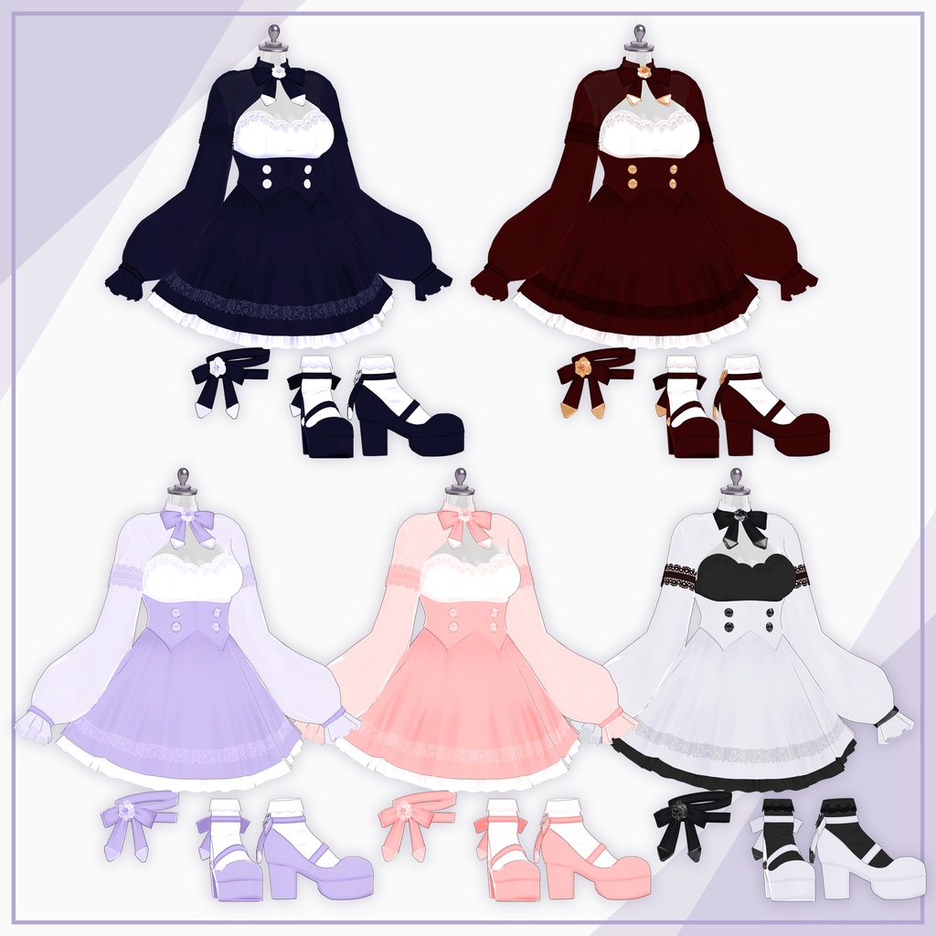【7Avatars】Sheer Blouse Ribbon Dress / シアーブラウス リボンワンピース (C19)