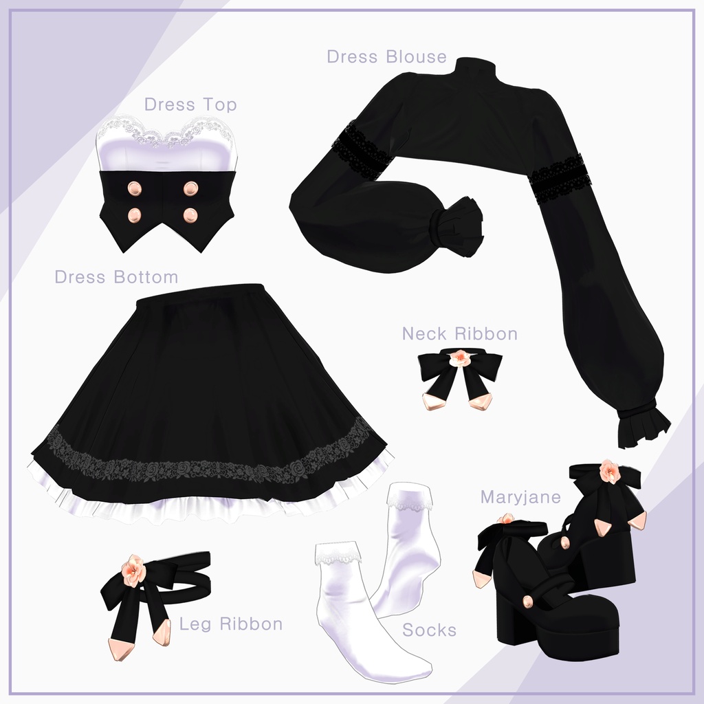 【7Avatars】Sheer Blouse Ribbon Dress / シアーブラウス リボンワンピース (C19)