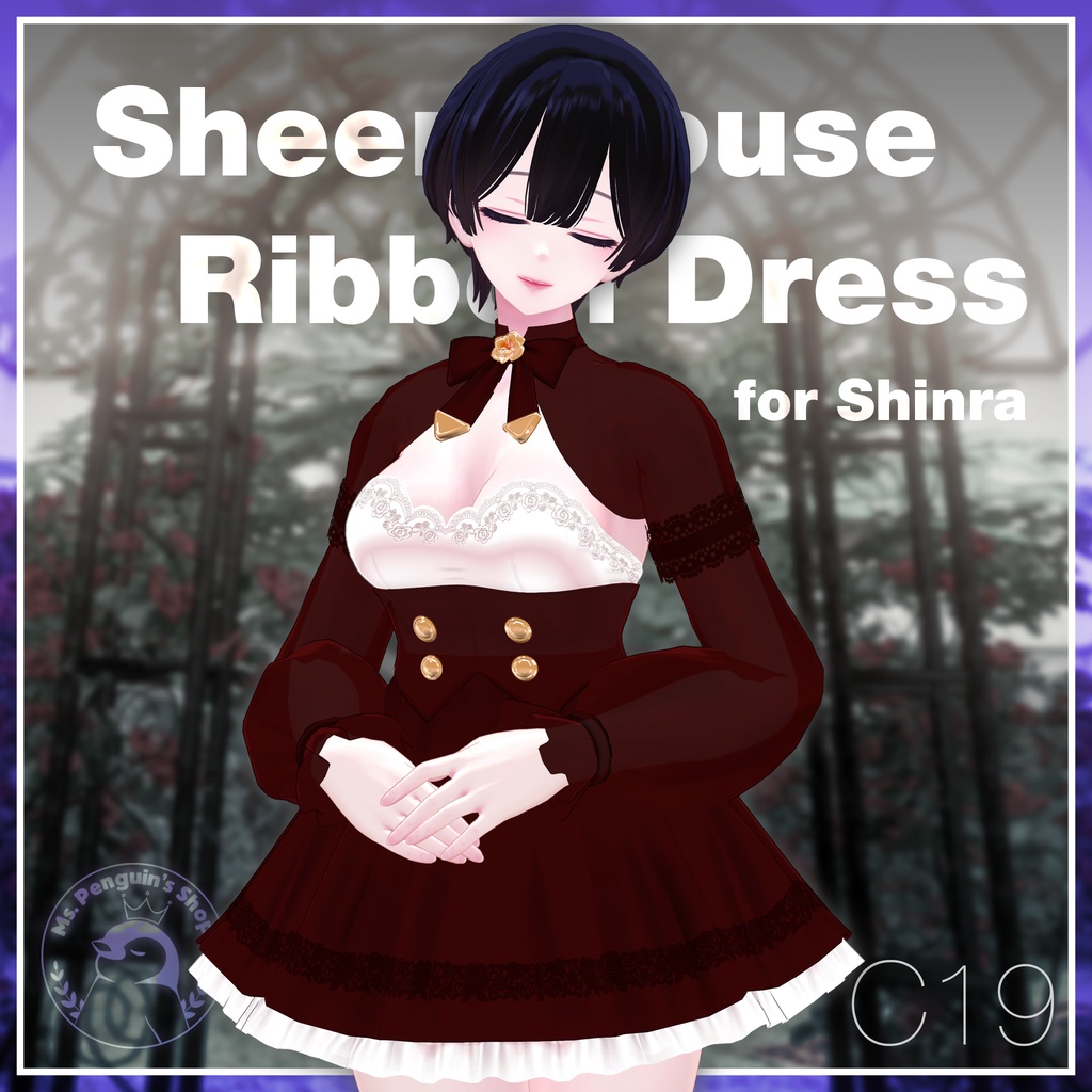 Sheer Blouse Ribbon Dress for Shinra / シアーブラウス リボンワンピース 【森羅用】 (C19)