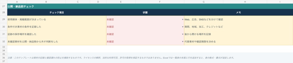 素材・権利確認台帳|出典・利用条件・確認ログをまとめるExcel / Numbersテンプレート