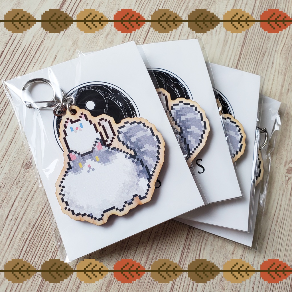 IRONBOYドット絵ウッドキーホルダー【銀髪兄さん・はがね&しろがね】