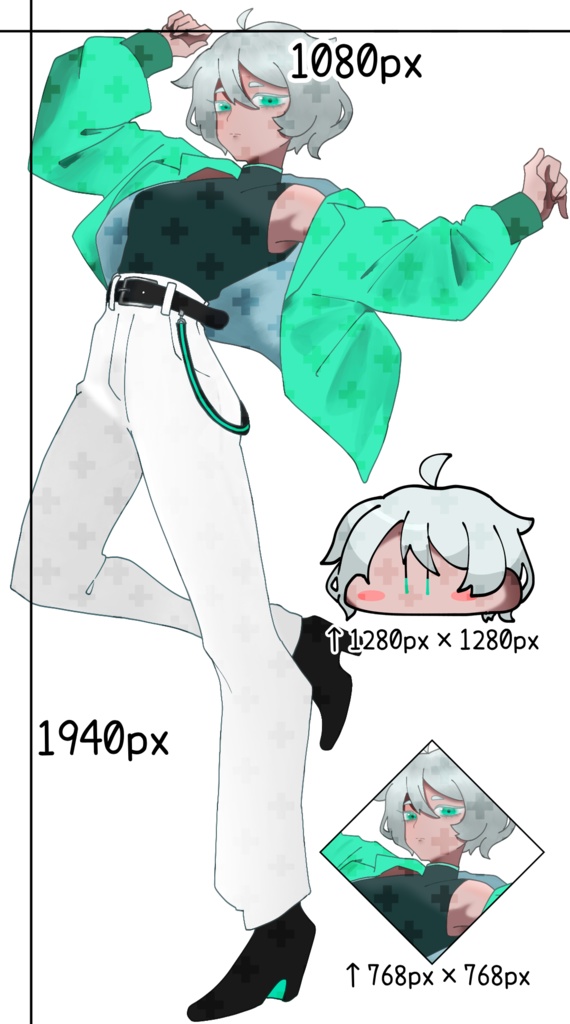 【無料立ち絵】銀髪女性の全身立ち絵