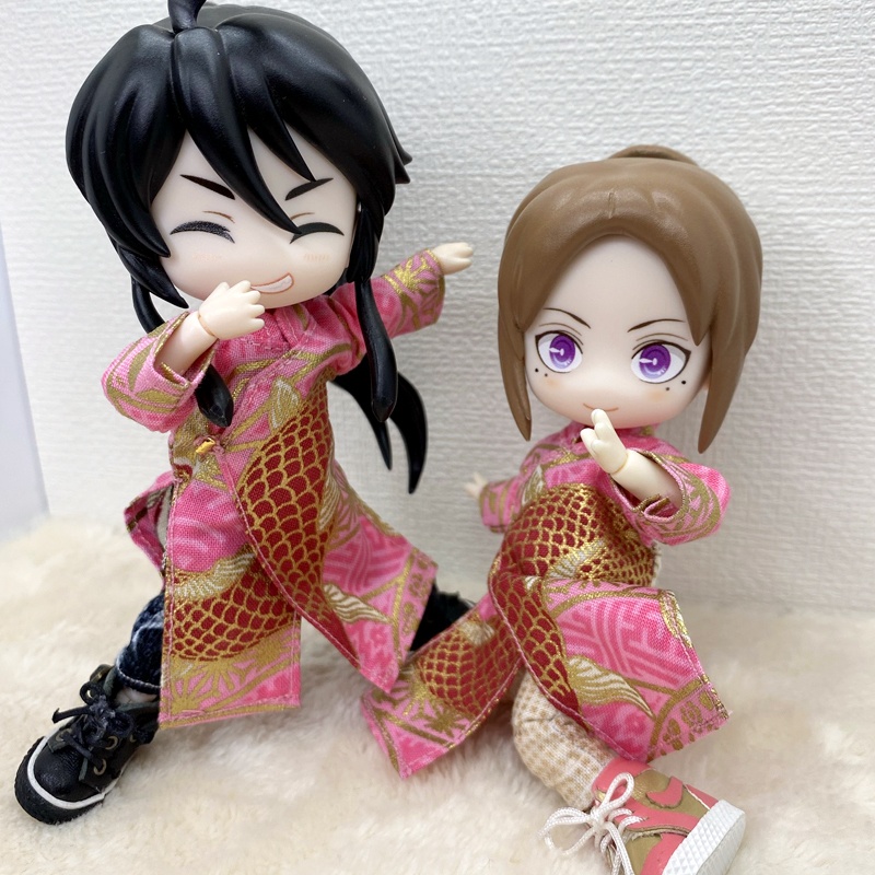 1/12サイズねんどーる用チャイナ服（長袍・桃Ⅱ）