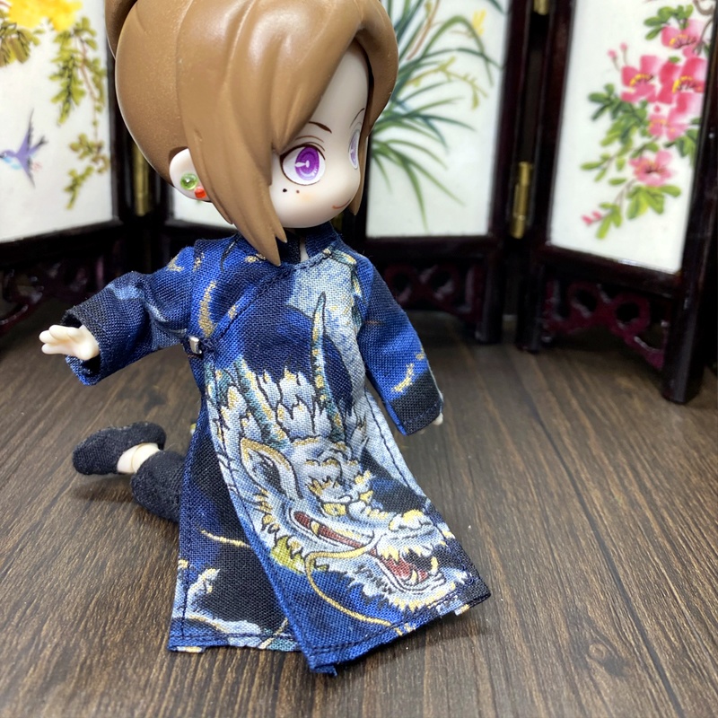 1/12サイズ◆チャイナ服（長袍・龍紺Ⅲ）