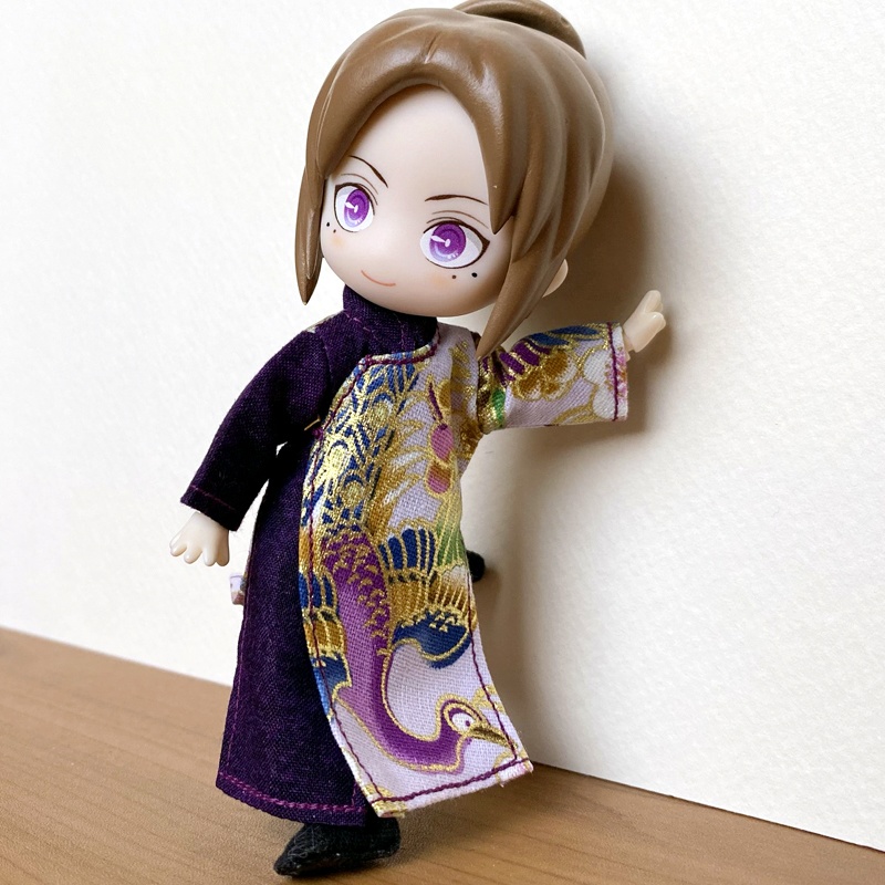 【現品のみで終売】1/12サイズねんどーる用チャイナ服（長袍・紫孔雀②）