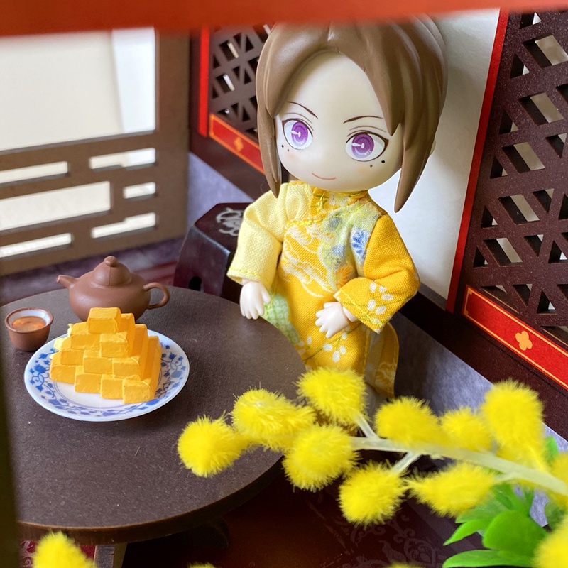 1/12サイズ◆チャイナ服（長袍・花黄）/チャンパオ