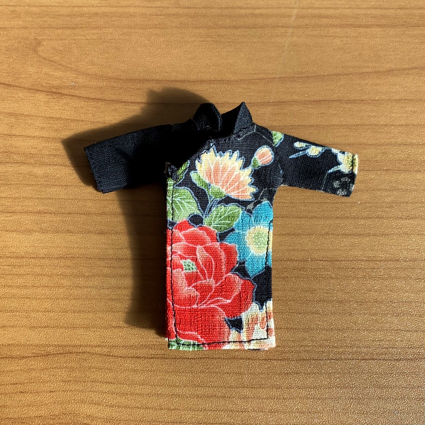 1/12サイズ◆チャイナ服(長袍・百花黒)/チャンパオ