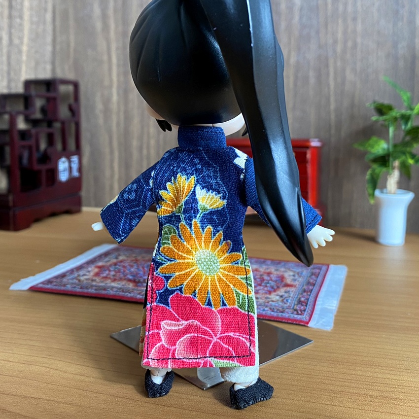 1/12サイズ◆チャイナ服（長袍・百花紺）/チャンパオ