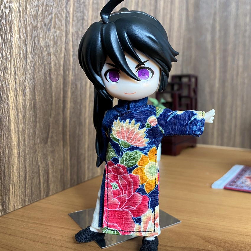 1/12サイズ◆チャイナ服（長袍・百花紺）/チャンパオ