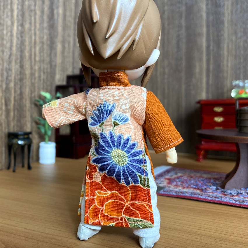 1/12サイズ◆チャイナ服（長袍・百花桔黄）/チャンパオ