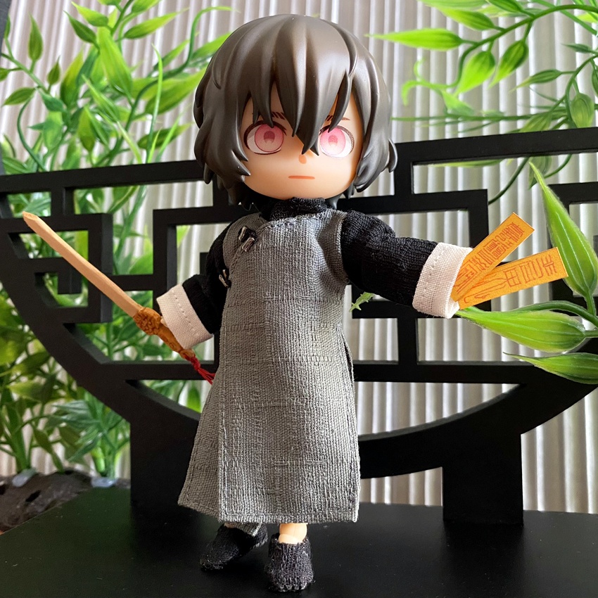 1/12サイズ◆チャイナ服（長袍・黒灰）/チャンパオ