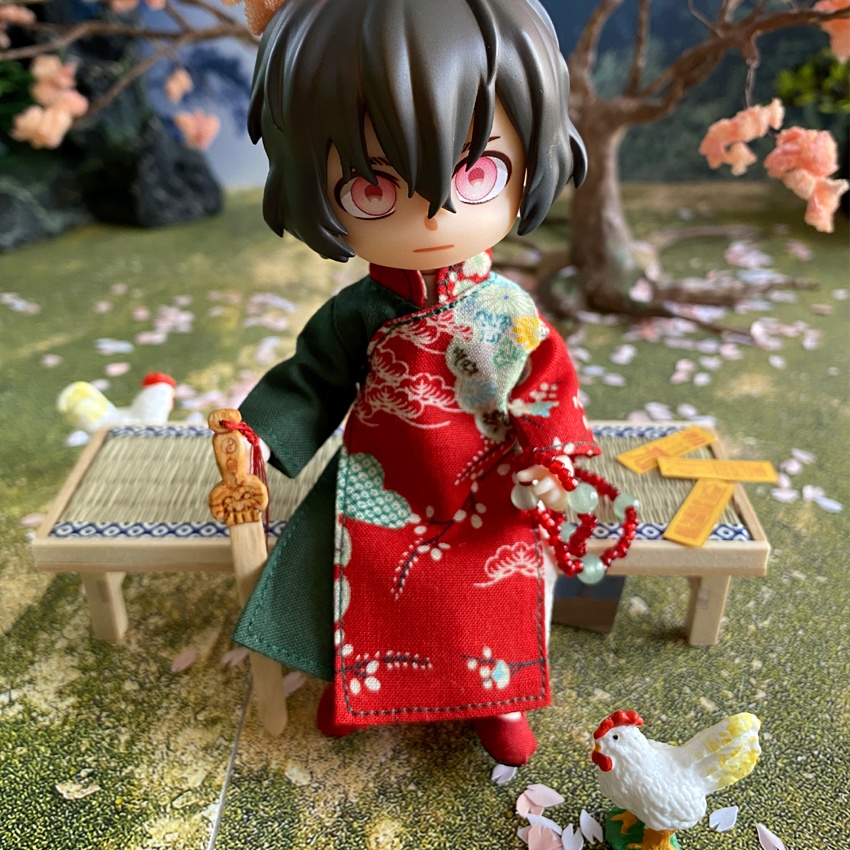 1/12サイズ◆チャイナ服（長袍・紅翠）/チャンパオ