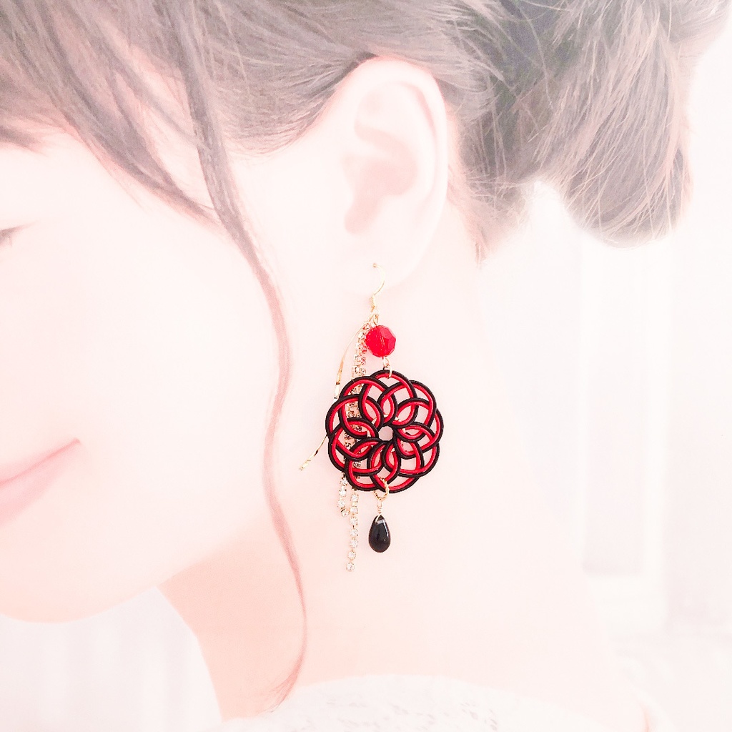 【刀剣乱舞】加州清光モチーフの曼荼羅耳飾り