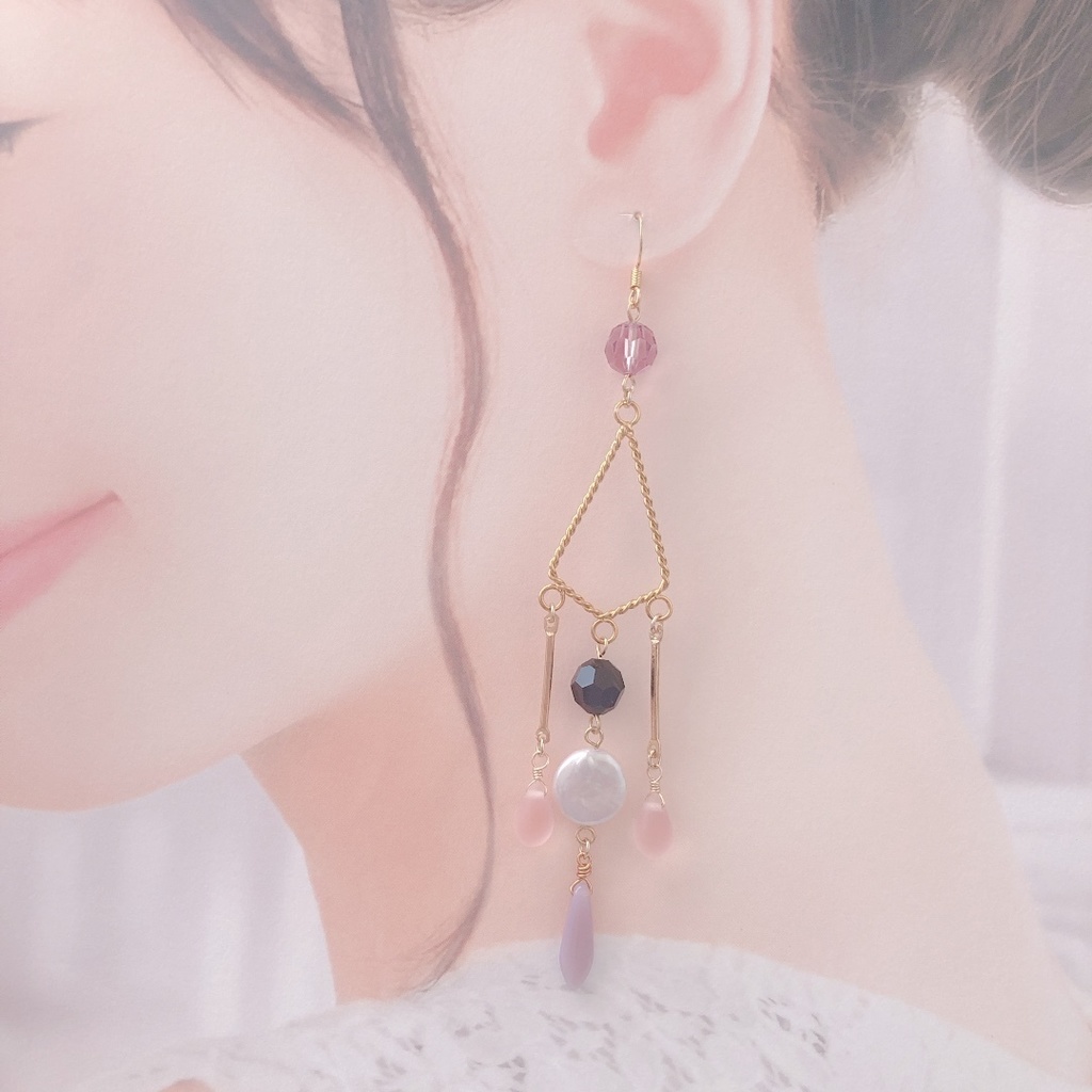 【一点物】源清麿モチーフのロング耳飾り