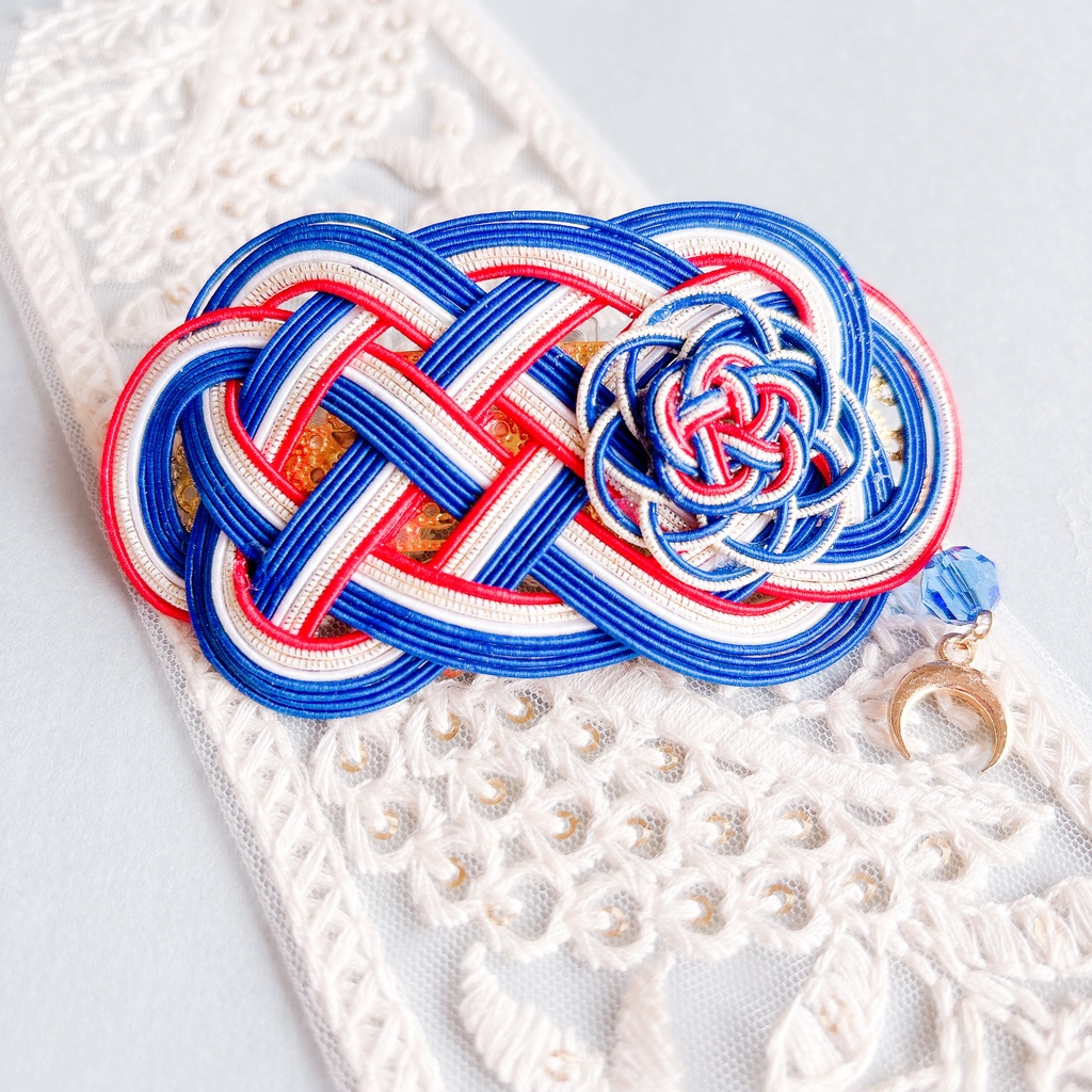 【刀剣乱舞】三日月宗近モチーフの花重ねバレッタ