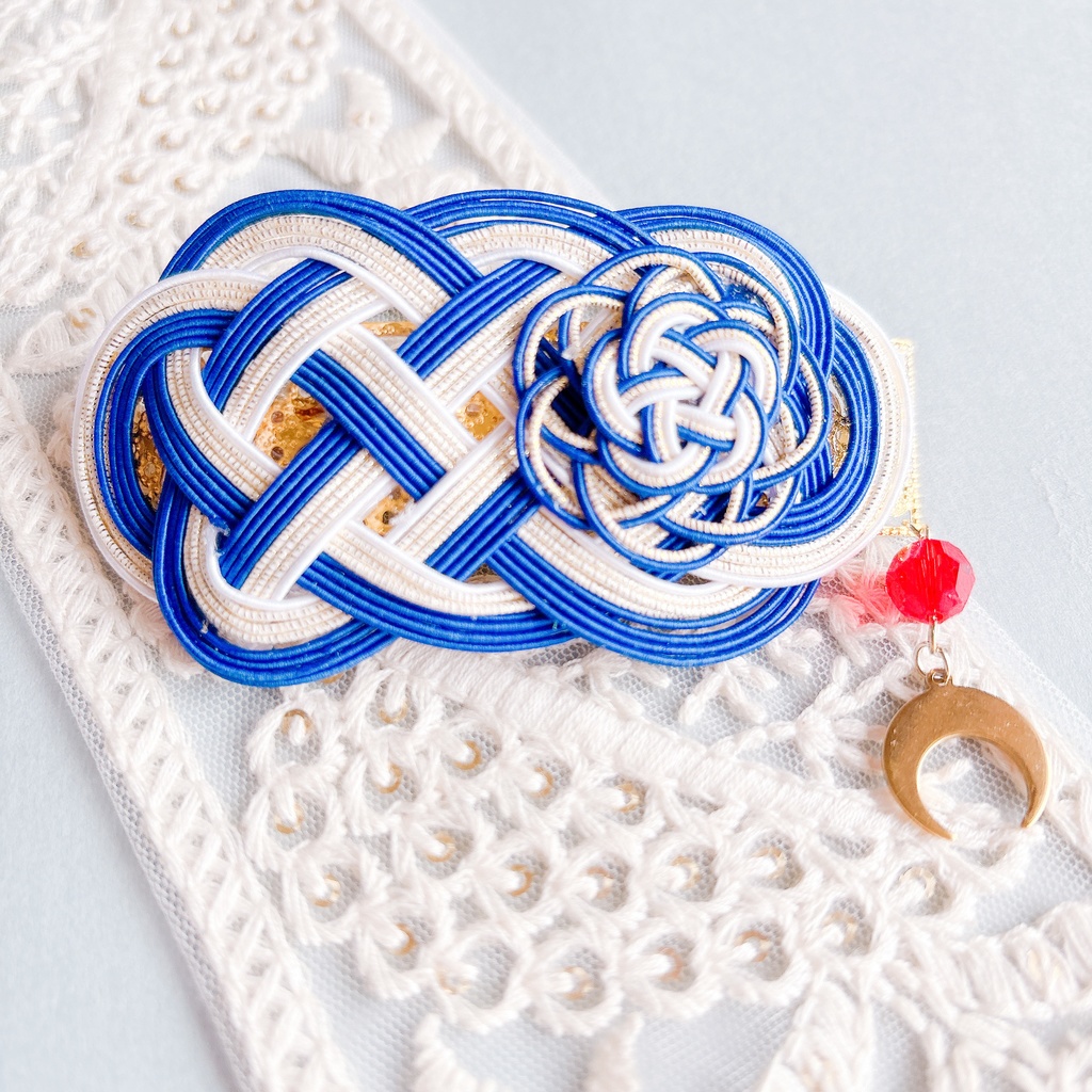 【刀剣乱舞】三日月宗近モチーフの花重ねバレッタ