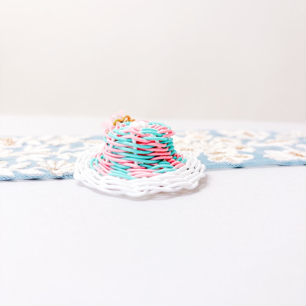 お帽子👒マグネットアクセ 桜×翡翠×白