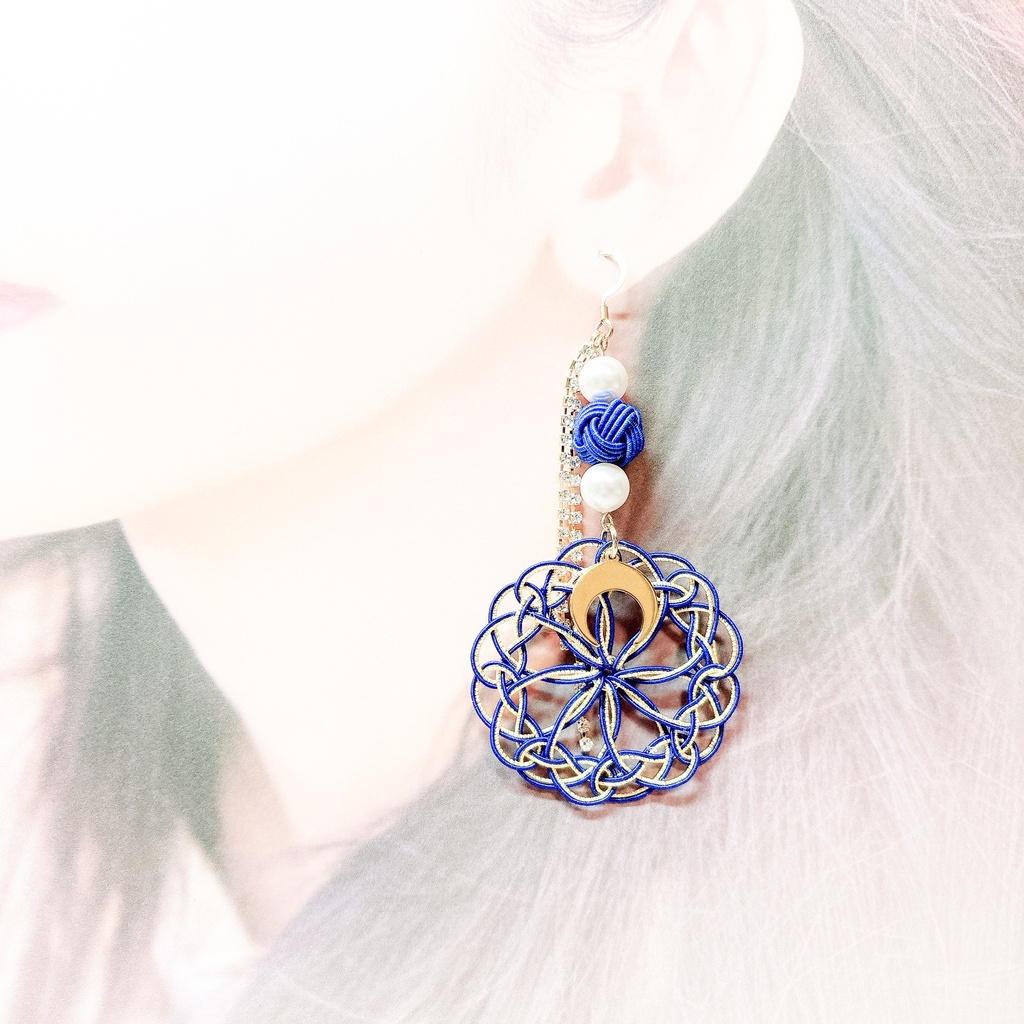 【刀剣乱舞】三日月宗近モチーフのレース両耳飾り