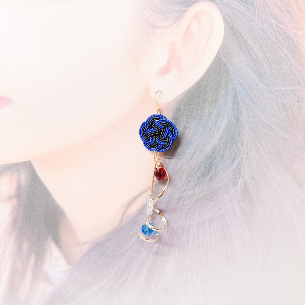 【刀剣乱舞】八丁念仏モチーフの梅のくるくる耳飾り