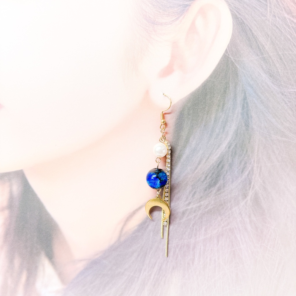 【刀剣乱舞】三日月宗近モチーフのレース耳飾り