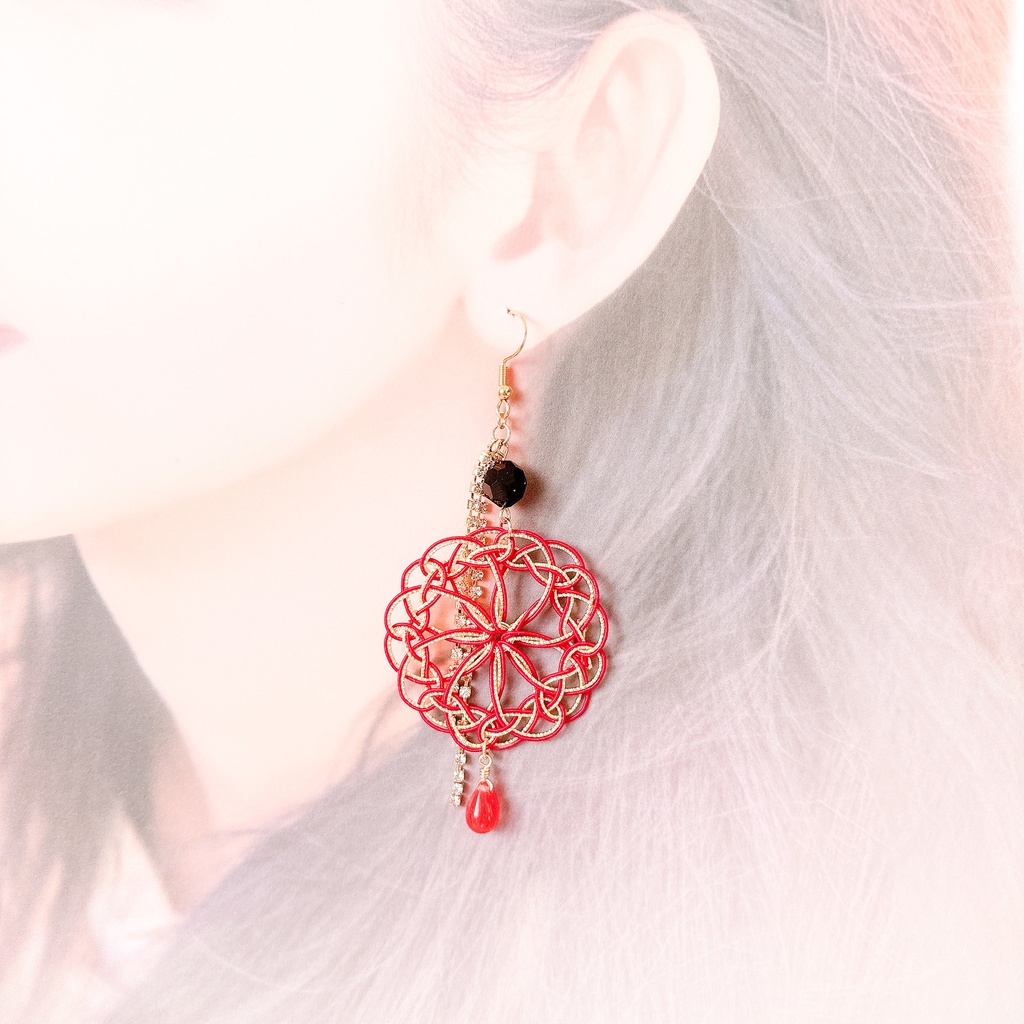 【刀剣乱舞】加州清光モチーフのレース耳飾り