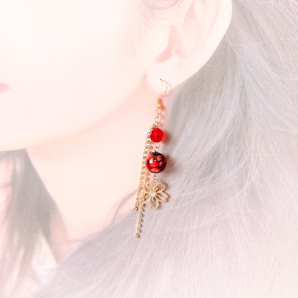 【刀剣乱舞】加州清光モチーフのレース耳飾り