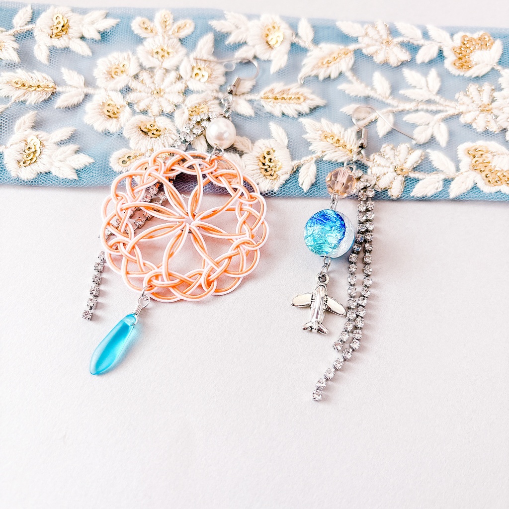 【刀剣乱舞】雲次モチーフのレース耳飾り